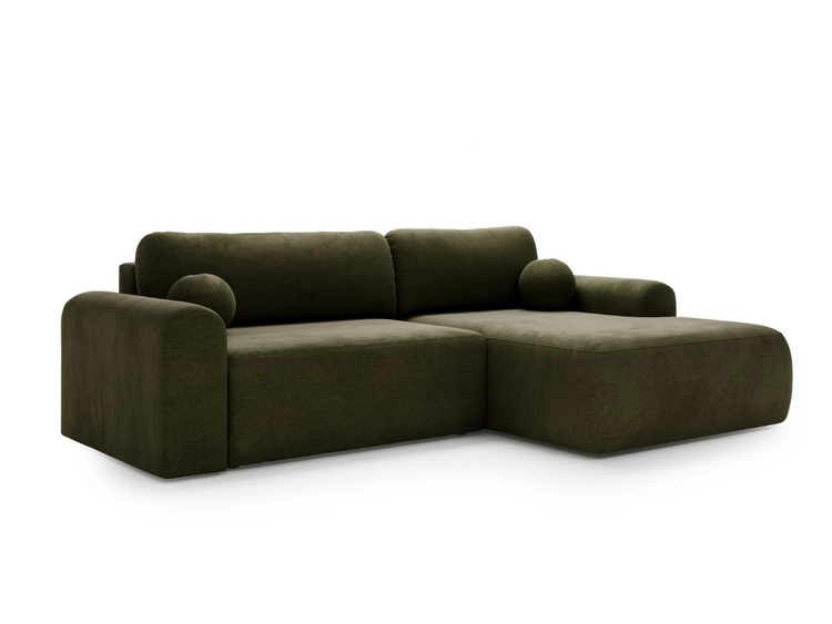 Ecksofa L-Form mit Schlaffunktion und Bettkasten Savana Rechts Grün