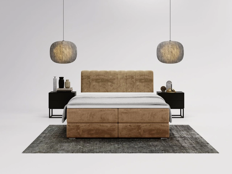 Boxspringbett mit Bettkasten 180x200 Forte Beige