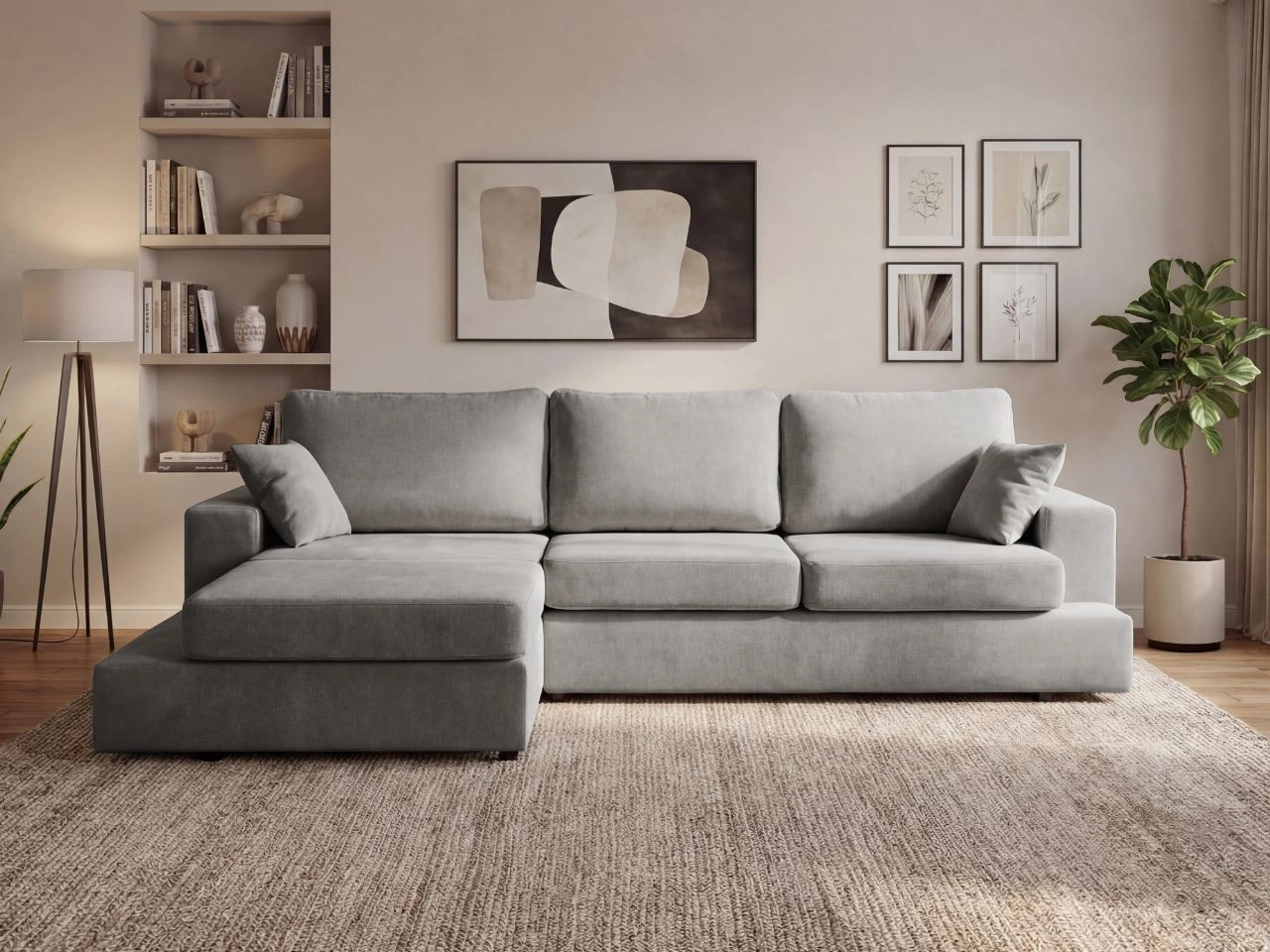 Ecksofa L-Form fürs Wohnzimmer Nesto Links Grau