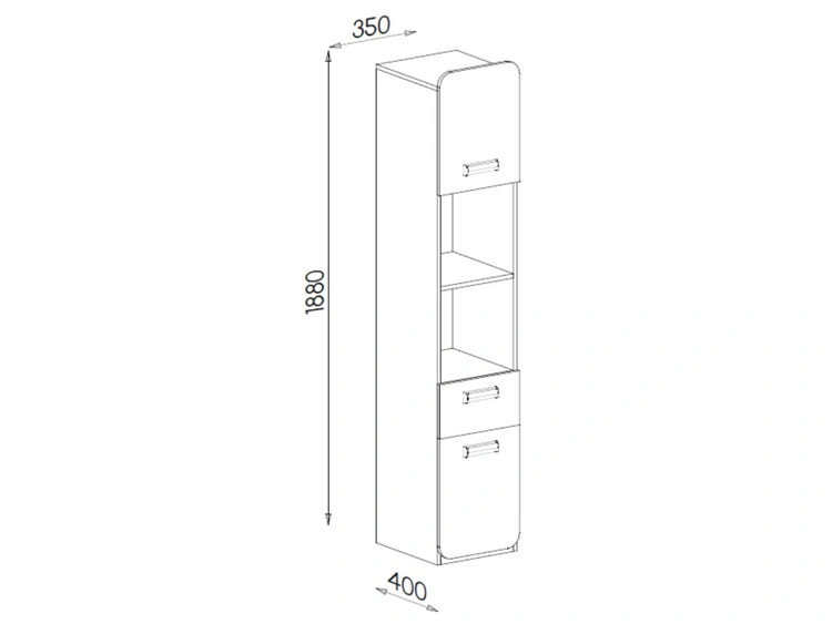 Bücherregal mit Schublade für ein Teenagerzimmer Lindo Weiß, Nash Eiche