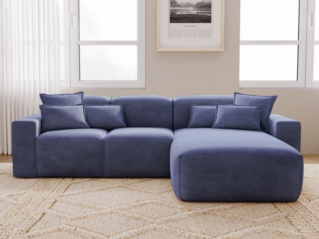 Ecksofa L-Form Rechts Moderne Ecksofa Leni Dunkelblau