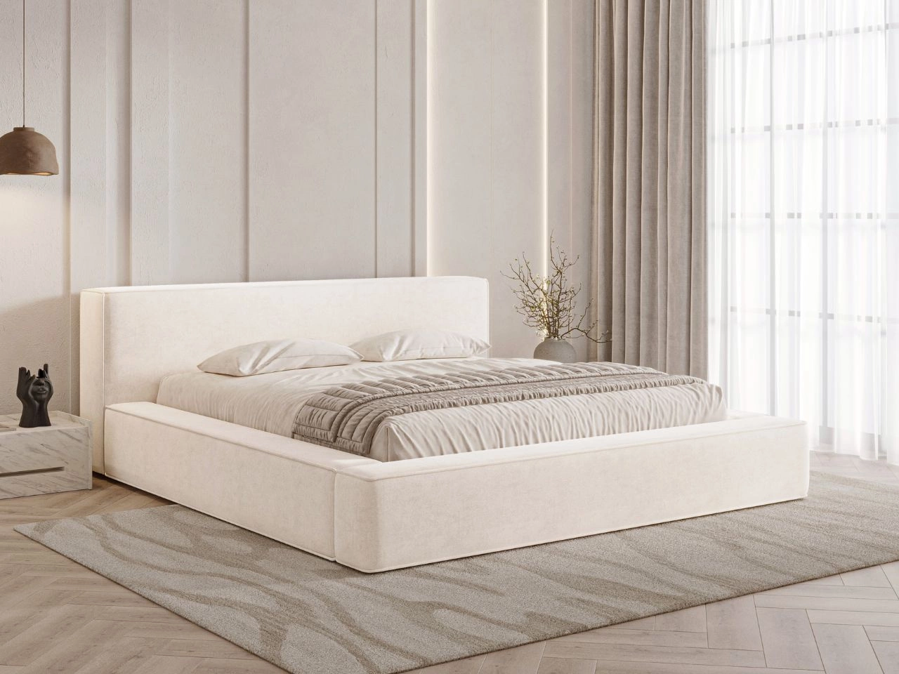 Polsterbett mit Bettkasten und Lattenrost 120x200 Mali Creme