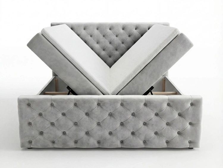 Boxspringbett mit Bettkasten 180x200 Montego Hellgrau