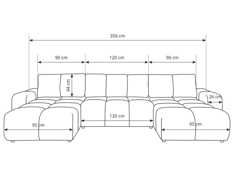Wohnlandschaft mit Schlaffunktion und Bettkasten Sile U Hellbeige