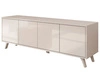 TV-Lowboard mit Türen auf kaschmirfarbenen Füßen Vivance Kaschmir Hochglanz