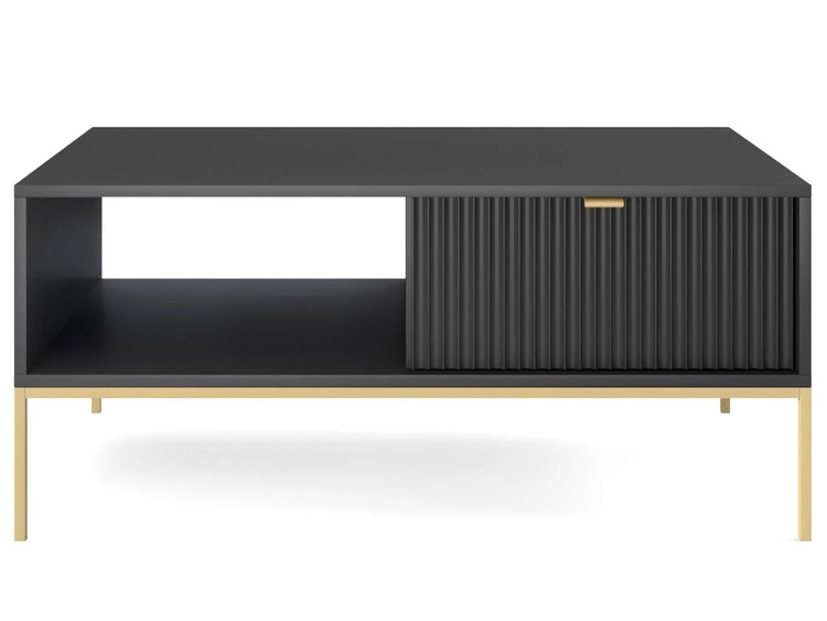 Couchtisch mit Stauraum Amber Schwarz, Gold Frame