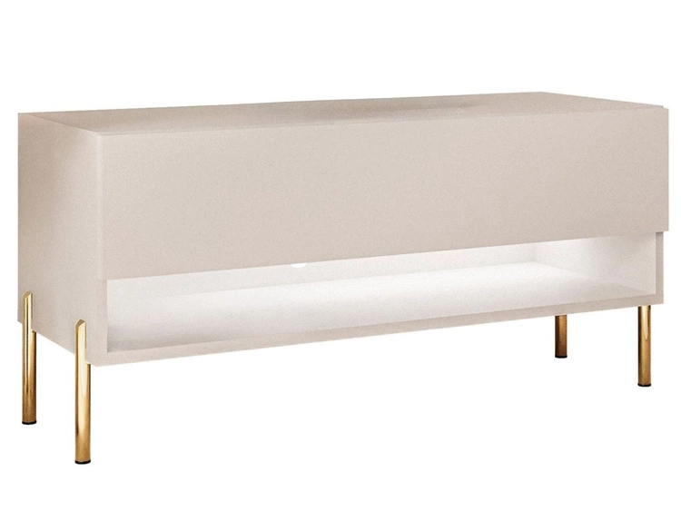 TV-Schrank 90 cm mit LED-Beleuchtung und goldenen Metallbeinen Aurelie Kaschmir matt