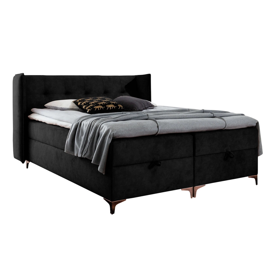 Boxspringbett mit Matratzen 160x200 Saria - Schwarz