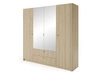 Kleiderschrank mit Drehtüren, Schubladen und Spiegel Bilancio Eiche Barista