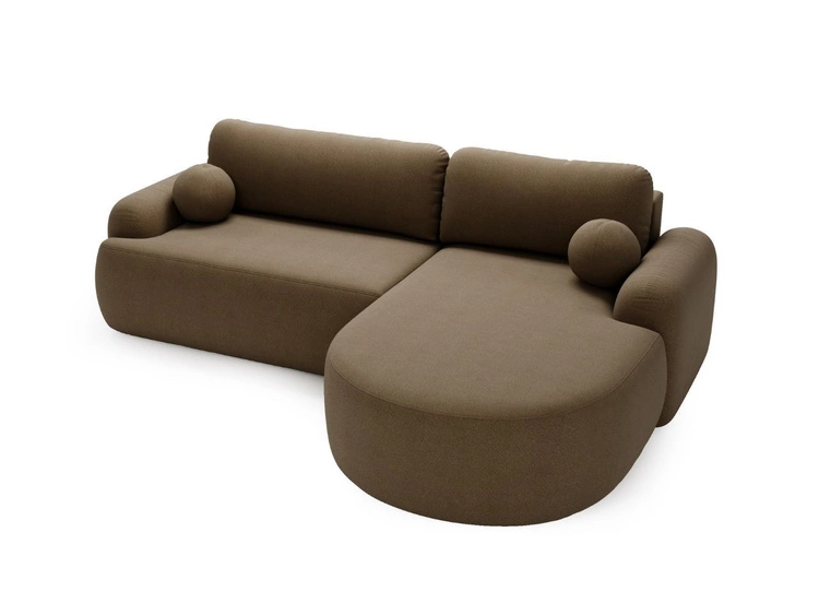 Ecksofa L-Form Rechts mit Schlaffunktion und Bettkasten Aurio Braun