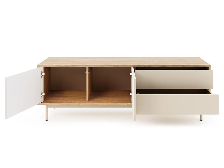 TV-Lowboard mit Schubladen Rapallo Kaschmir, Eiche geölt