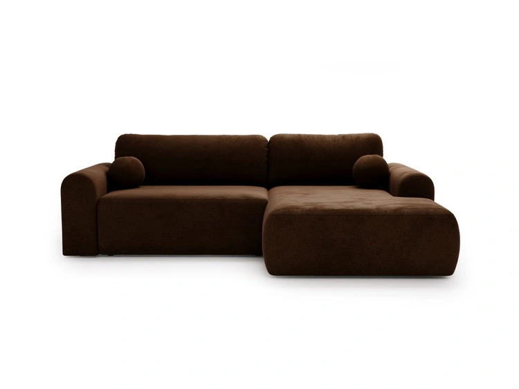 Ecksofa L-Form mit Schlaffunktion und Bettkasten Savana Rechts Braun