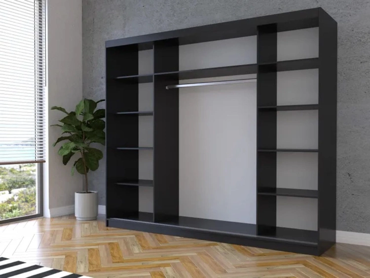 Kleiderschrank mit Spiegel Alma Schwarz