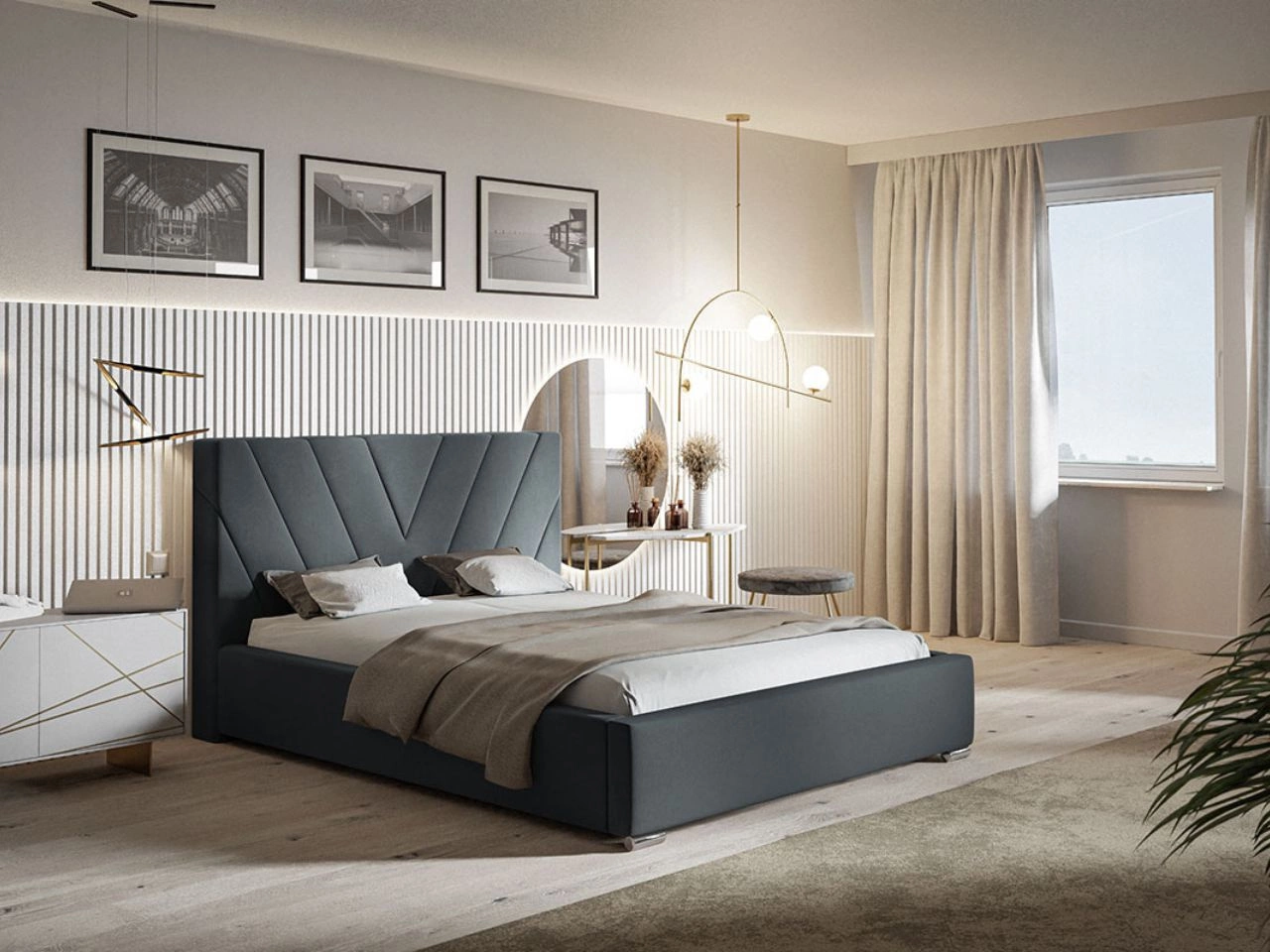 Polsterbett mit Bettkasten und Lattenrost 120x200 Tivoli Dunkelgrau