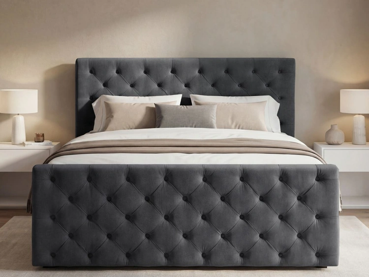 Boxspringbett mit Bettkasten 180x200 Montego Dunkel grau