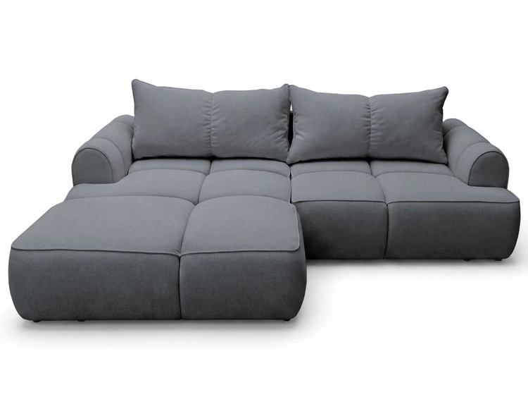 Ecksofa L-Form Links mit Schlaffunktion und Bettkasten Bonno Dunkelgrau