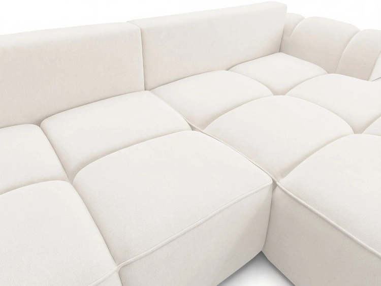 Ecksofa L-Form Rechts mit Schlaffunktion und Bettkasten Bonno Creme