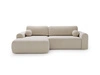 Ecksofa L-Form mit Schlaffunktion und Bettkasten Savana Links Bouclé-Stoff Creme