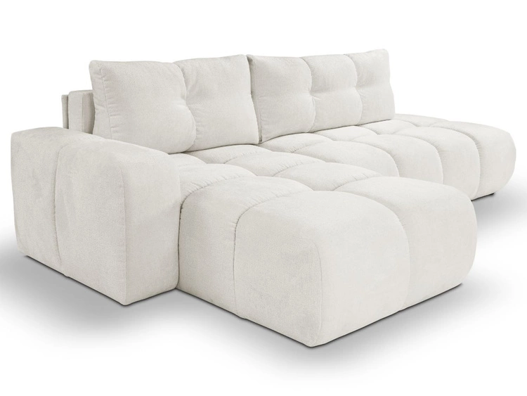 Ecksofa L-Form Links mit Schlaffunktion und Bettkasten Sile L Hellbeige