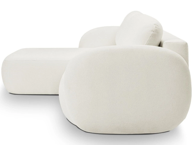 Ecksofa L-Form Links mit Schlaffunktion und Bettkasten Oreo Creme