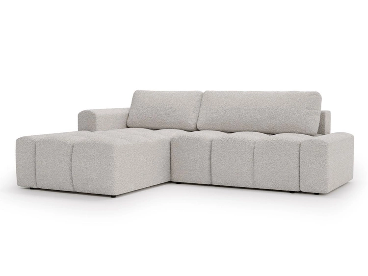 Ecksofa L-Form Links mit Schlaffunktion und Bettkasten Lana Weiß