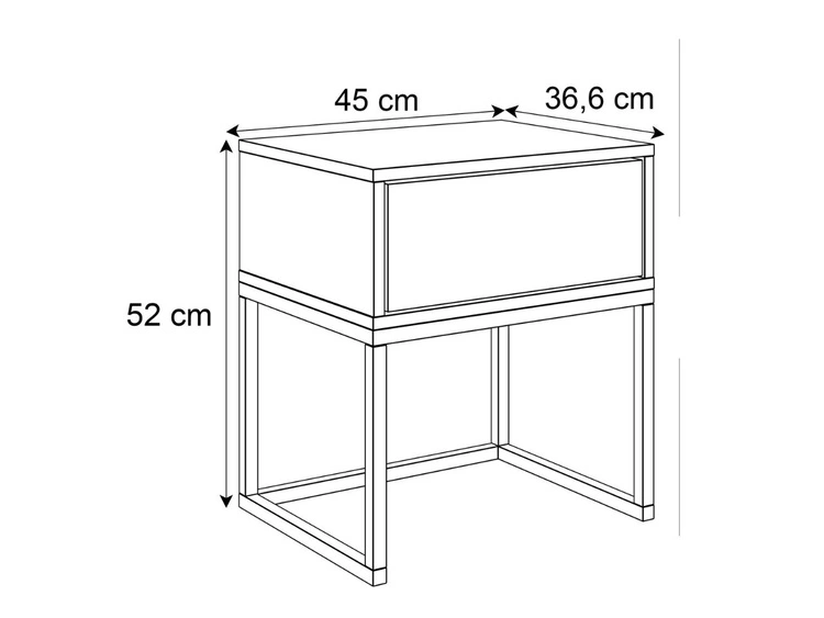 Nachttisch mit Schublade und silbernen Gestell Brisa Weiß Hochglanz