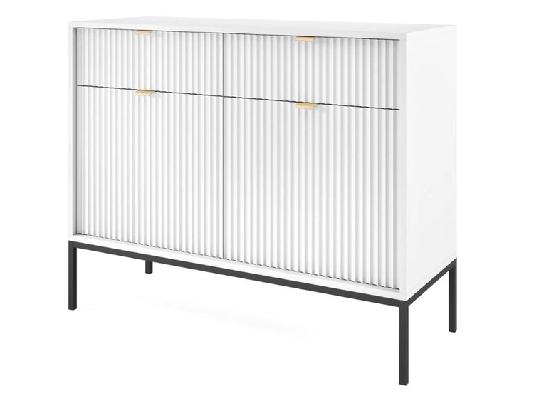 Kommode mit Türen und Schubladen Amber Weiß, Schwarz Frame