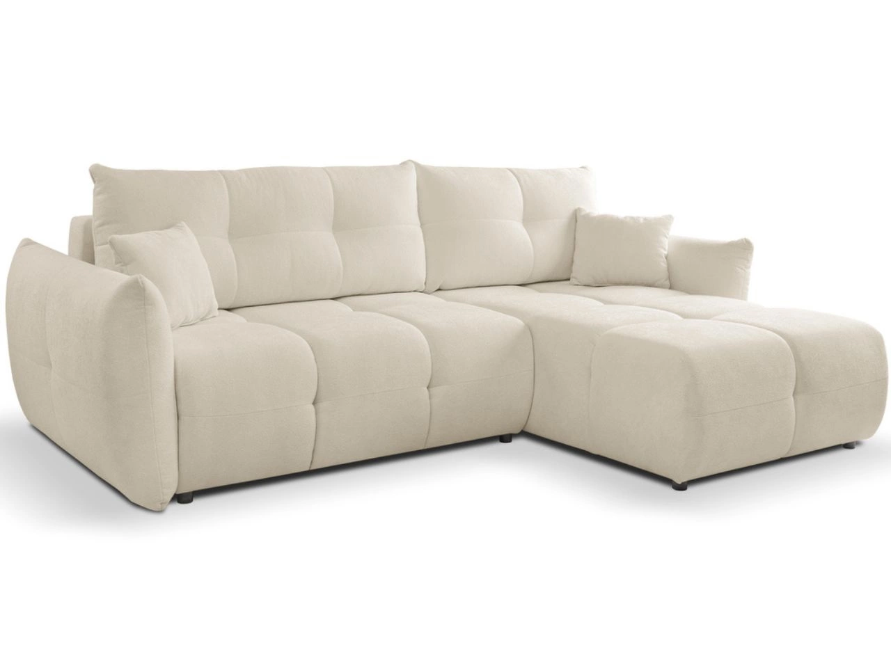 Ecksofa L-Form mit Schlaffunktion und Bettkasten Bene Beige