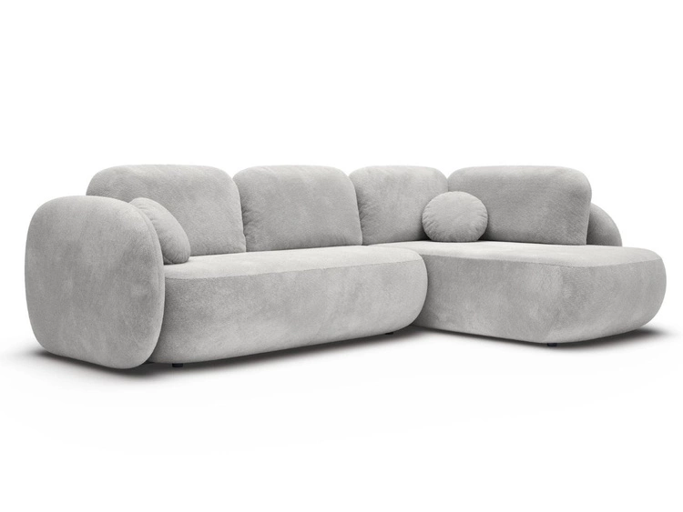 Ecksofa mit Schlaffunktion und Bettkasten Rechts Carino Hellgrau