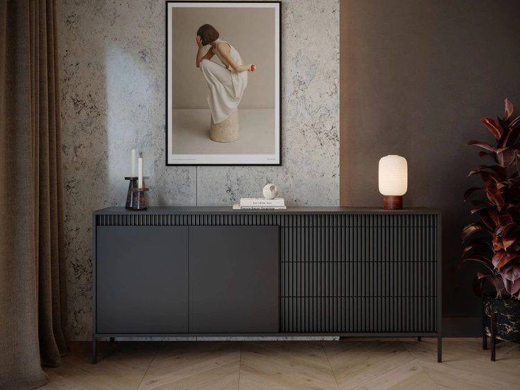 Kommode mit Türen und Schubladen 187 cm Sorano Schwarz