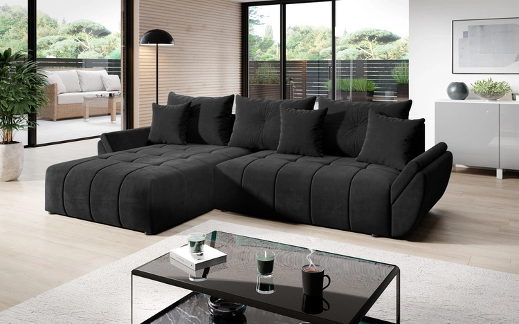 Eckcouch Schlafsofa L Decor - Schwarz