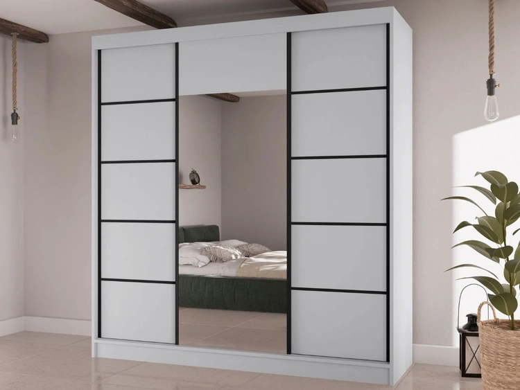 Schiebetürenschrank mit Spiegel 200 cm Maia Weiß