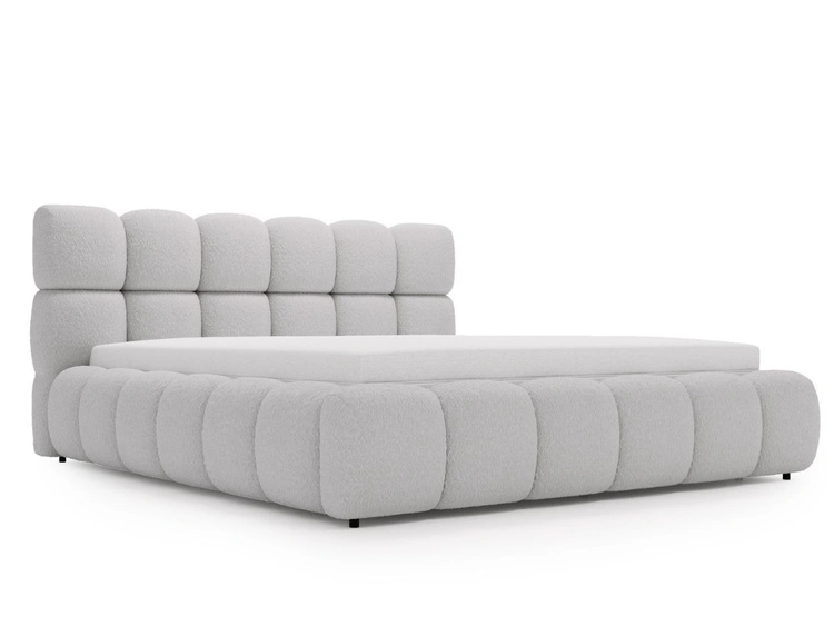 Polsterbett mit Bettkasten und Lattenrost 200x200 Modo aus Bouclé-Stoff Grau