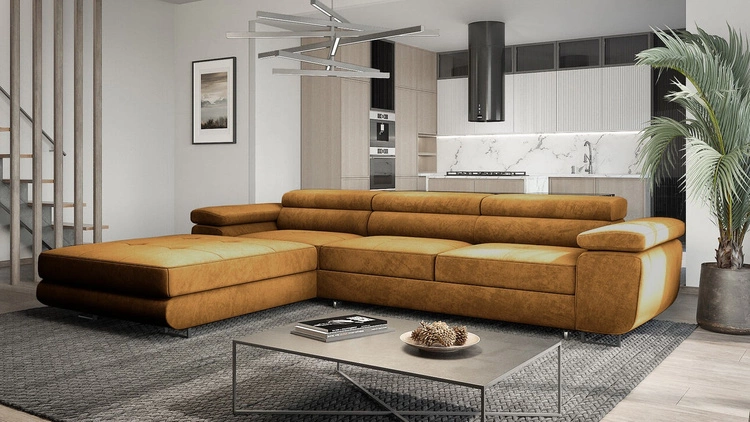 Ecksofa mit Schlaffunktion links Santos Twin - Orange