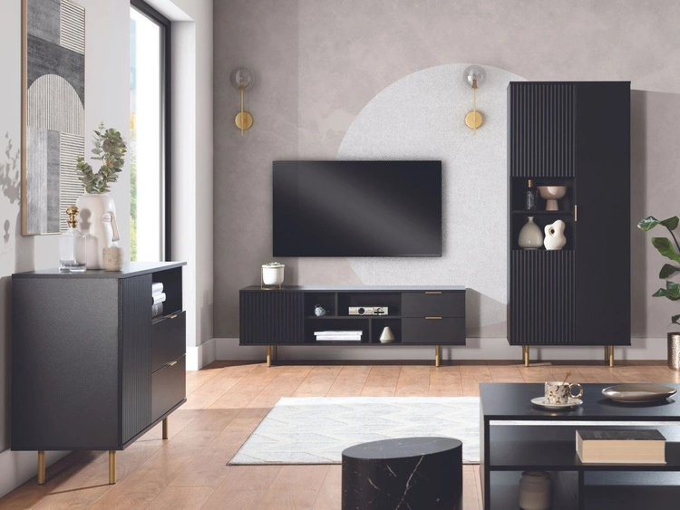 Regal mit Türen Ankara Schwarz Matt