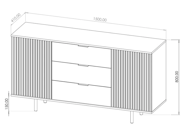 Kommode mit Türen und drei Schubladen Ankara Kaschmir