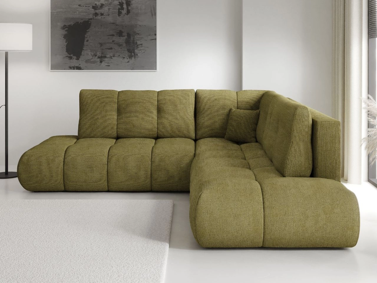 Ecksofa mit Schlaffunktion und Bettkasten Links Kair Grün