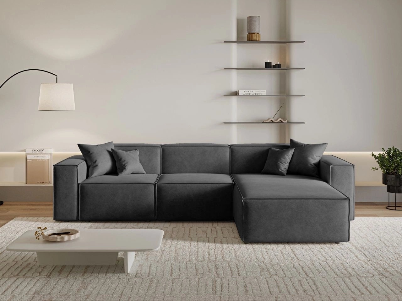 Ecksofa L-Form Rechts Arizona Dunkelgrau
