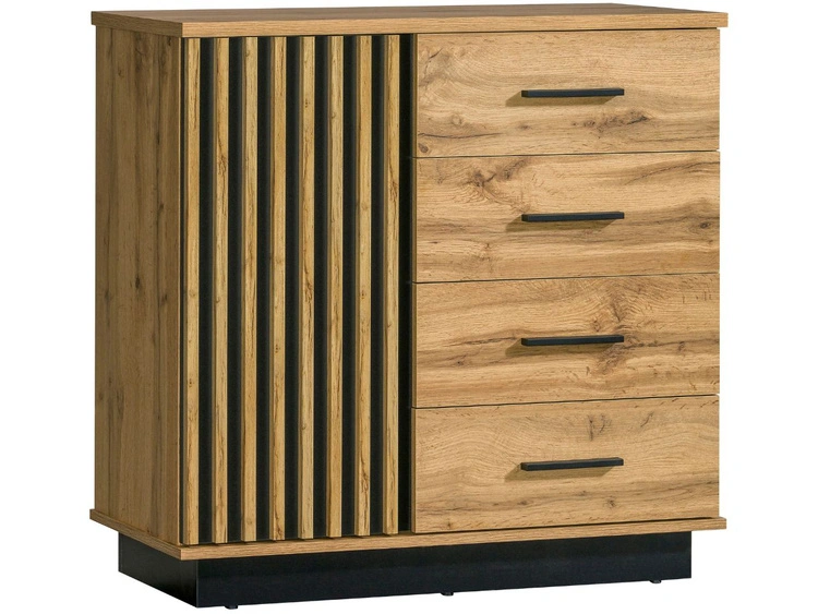 Set industrial Wohnzimmermöbel Lavore Wotan Eiche, Schwarz matt