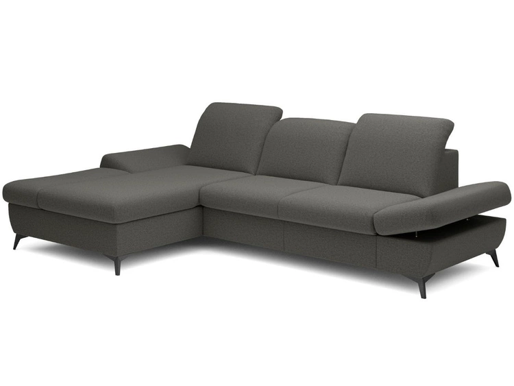 Ecksofa L-Form Links mit Schlaffunktion und Bettkasten Hannover Dunkelgrau