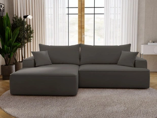 Ecksofa L-Form Links mit Schlaffunktion und Bettkasten California Dunkelgrau