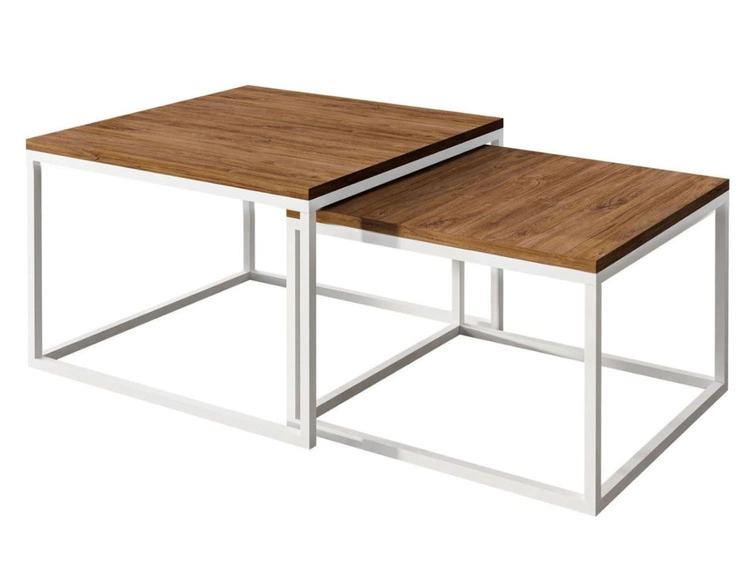 Couchtisch auf weißem Gestell Asumi Eiche Stirling 40x46