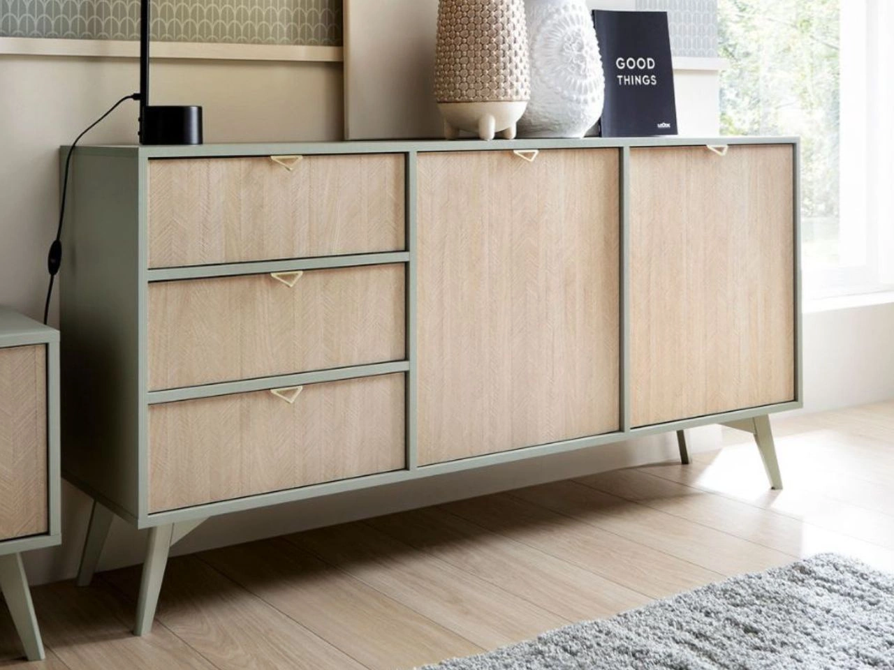 Kommode mit Türen und Schubladen Modena Grün