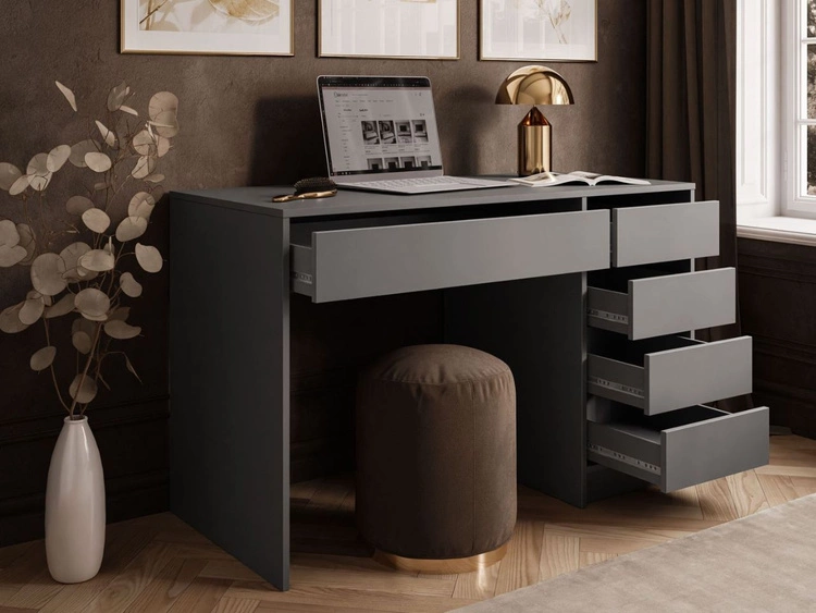 Schreibtisch mit fünf Schubladen Melo Anthrazit matt