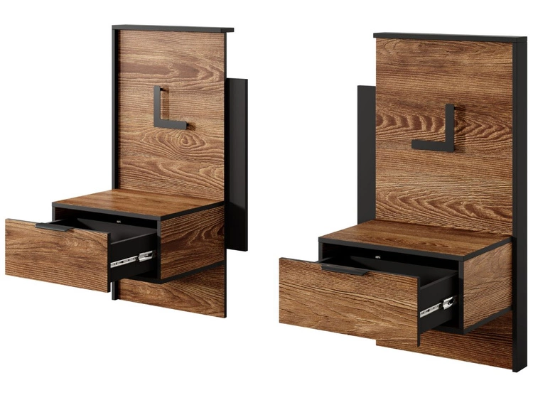 Holzbett mit Nachttischen 160x200 Montreal Kastanie Schwarz