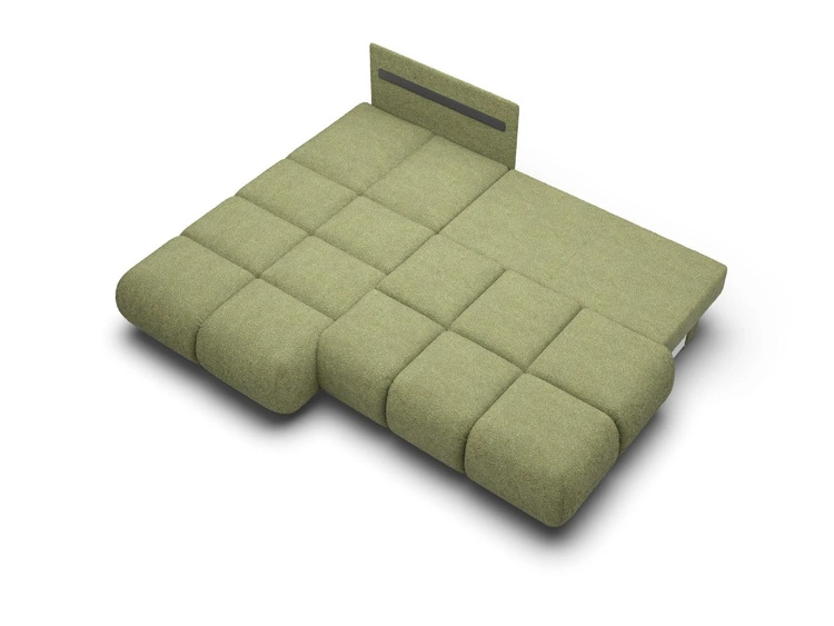 Ecksofa mit Schlaffunktion und Bettkasten Links Milet Grün