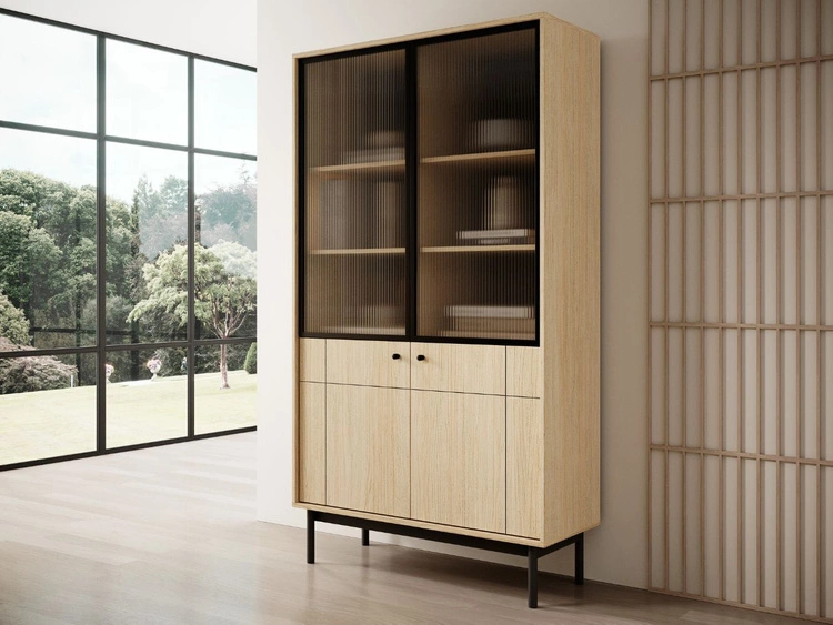 Vitrinenschrank Julio Linea Eiche