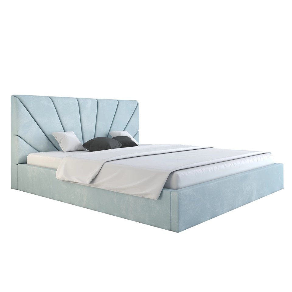 Samtbett Orlo 160x200 - Hellblau