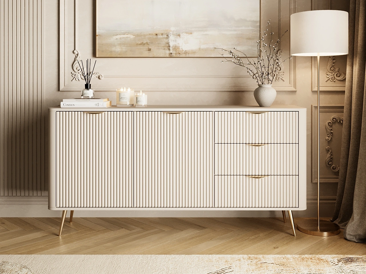 Kommode mit Türen und Schubladen Latina Beige
