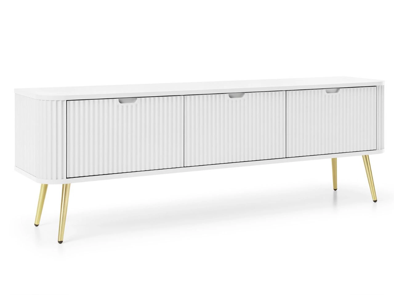 TV-Lowboard mit Türen Viva Weiß auf Goldenen Beinen